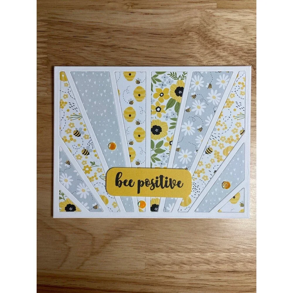 Bee & Flowers Greeting Card – Handmade A2 Card – All Occasion Blank Card